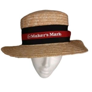 Makers Mark Straw Hat Red and Black Band Kentucky Derby Style Hat Bourbon